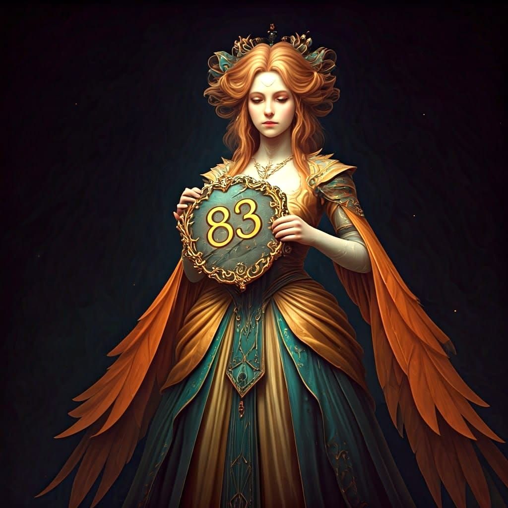 Angelic Woman Holding Sign in Art Nouveau Style