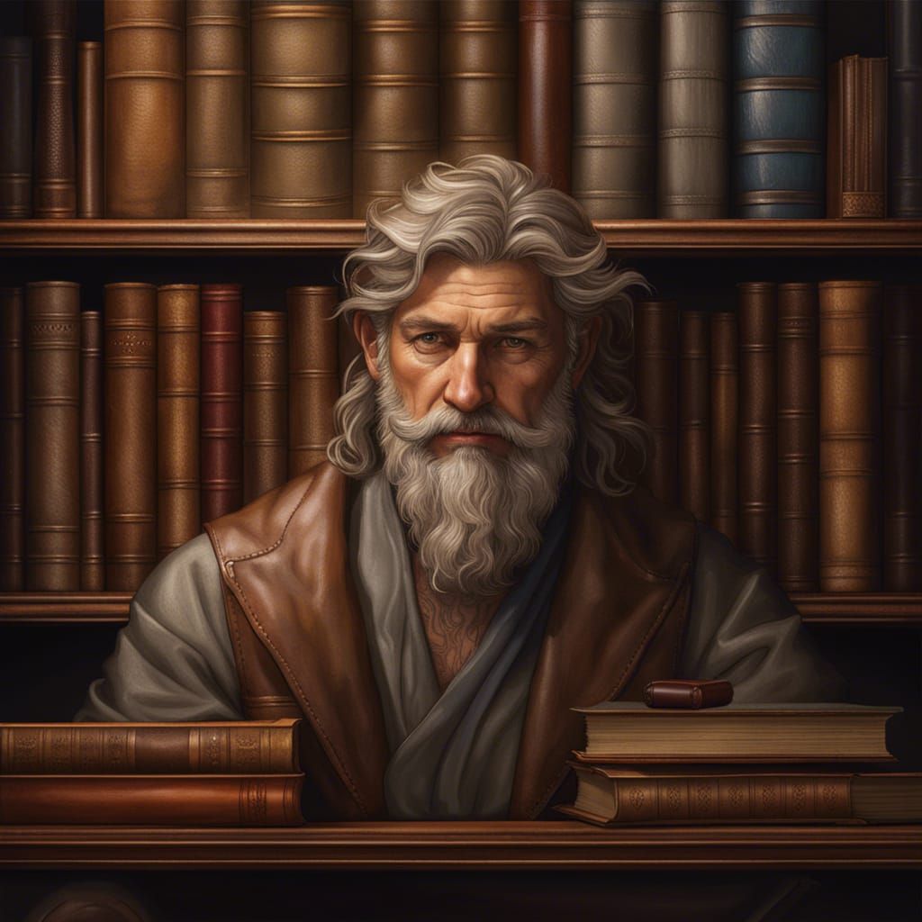 Detailed Bookshelf with Leather-Bound Books