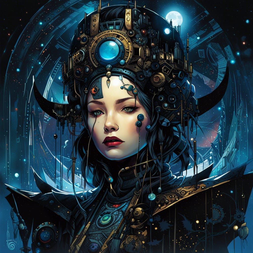 Constellation Queen with Reflecting Eyes in Space