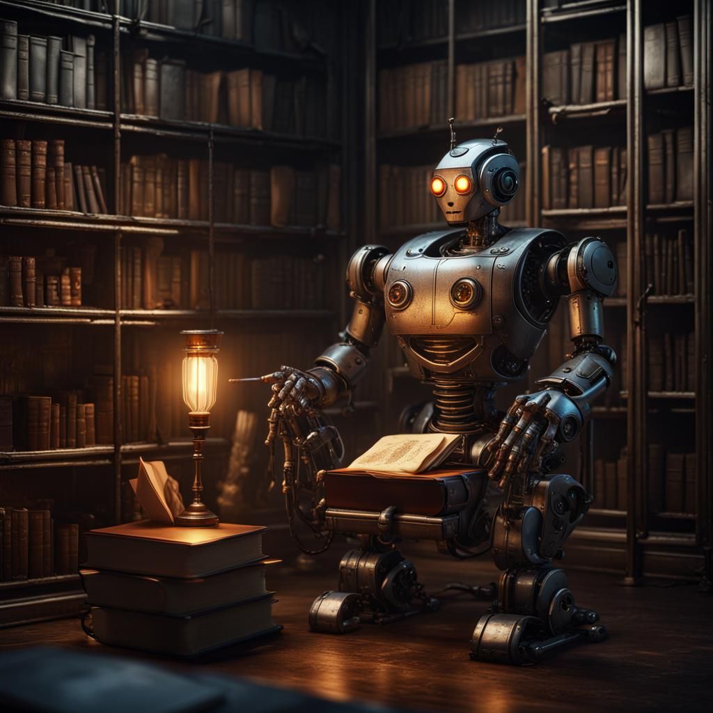 Robot Relaxing with Oil and a Book