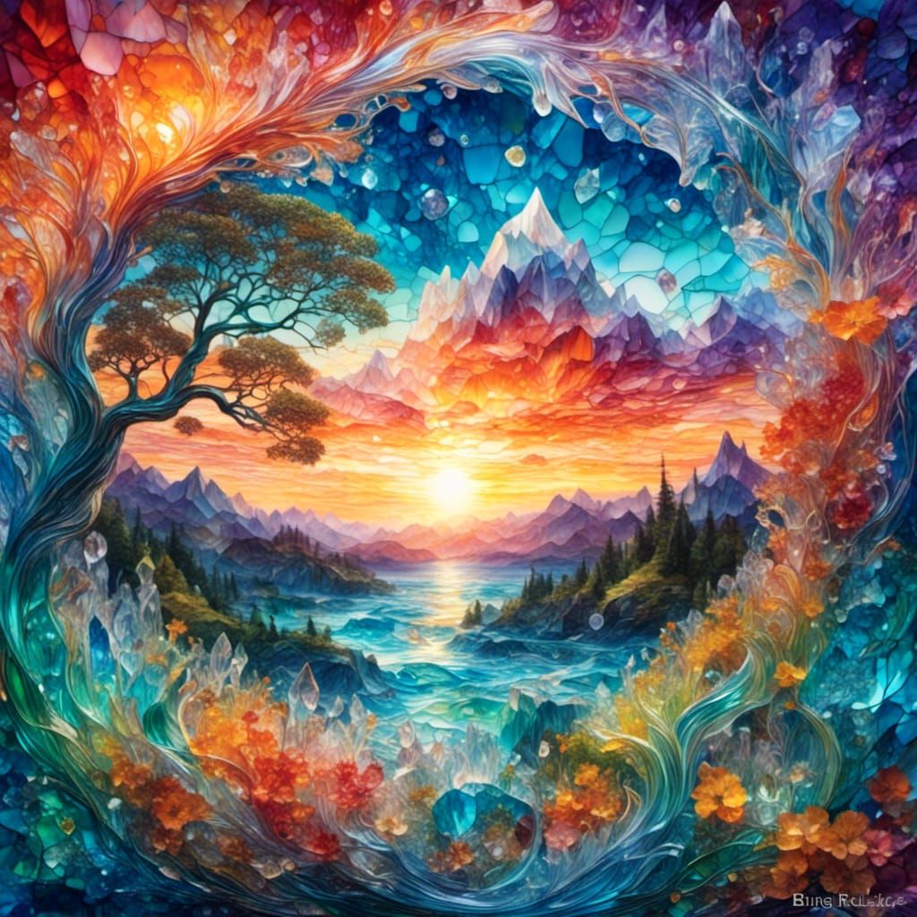 Abstract Sunset Through Broken Glass