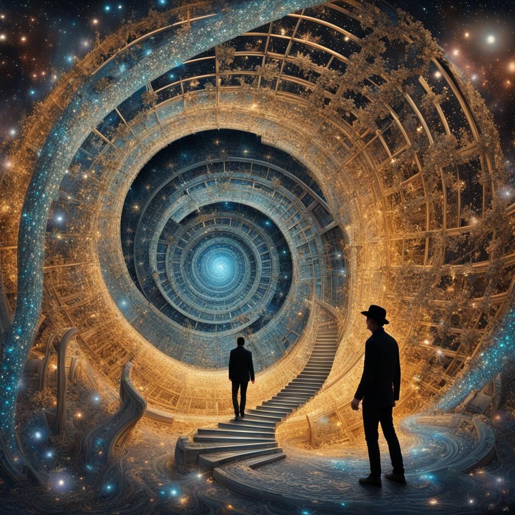 Optical Illusion: Glowing Spiral Portal to Galaxy