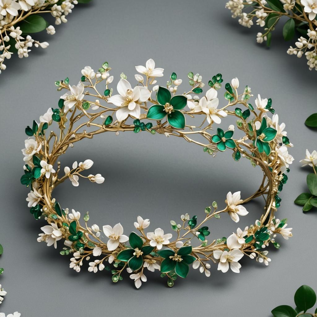 Emerald and Opal Tiara Inspired by Hydrangeas