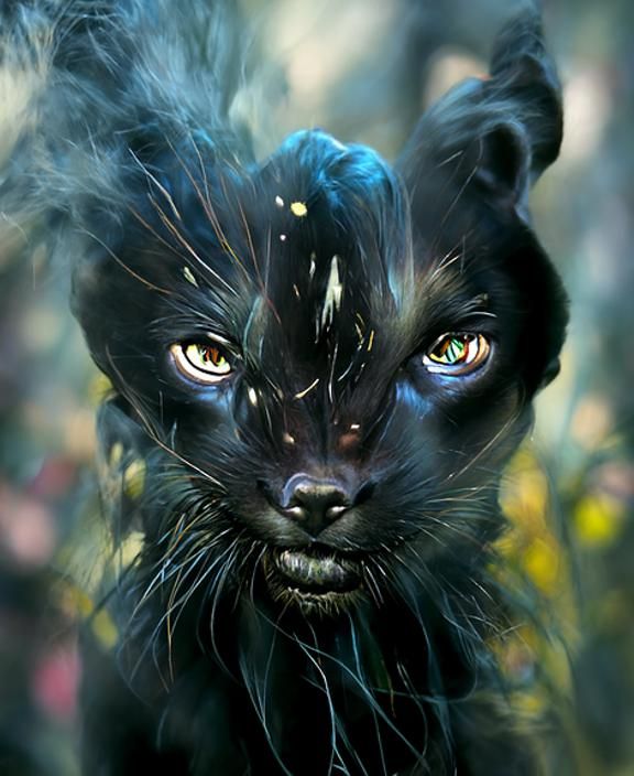 Sinister Black Panther with Glowing Eyes: Photorealistic Ren...
