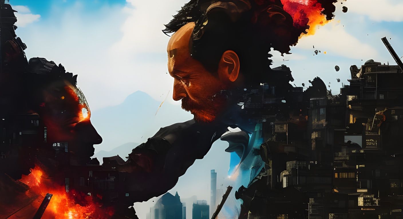 Creation of Adam Double Exposure, Burning Vatican