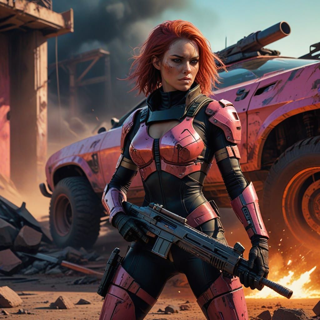 Cyberpunk Warrior in Gritty, Graphic Novel Style