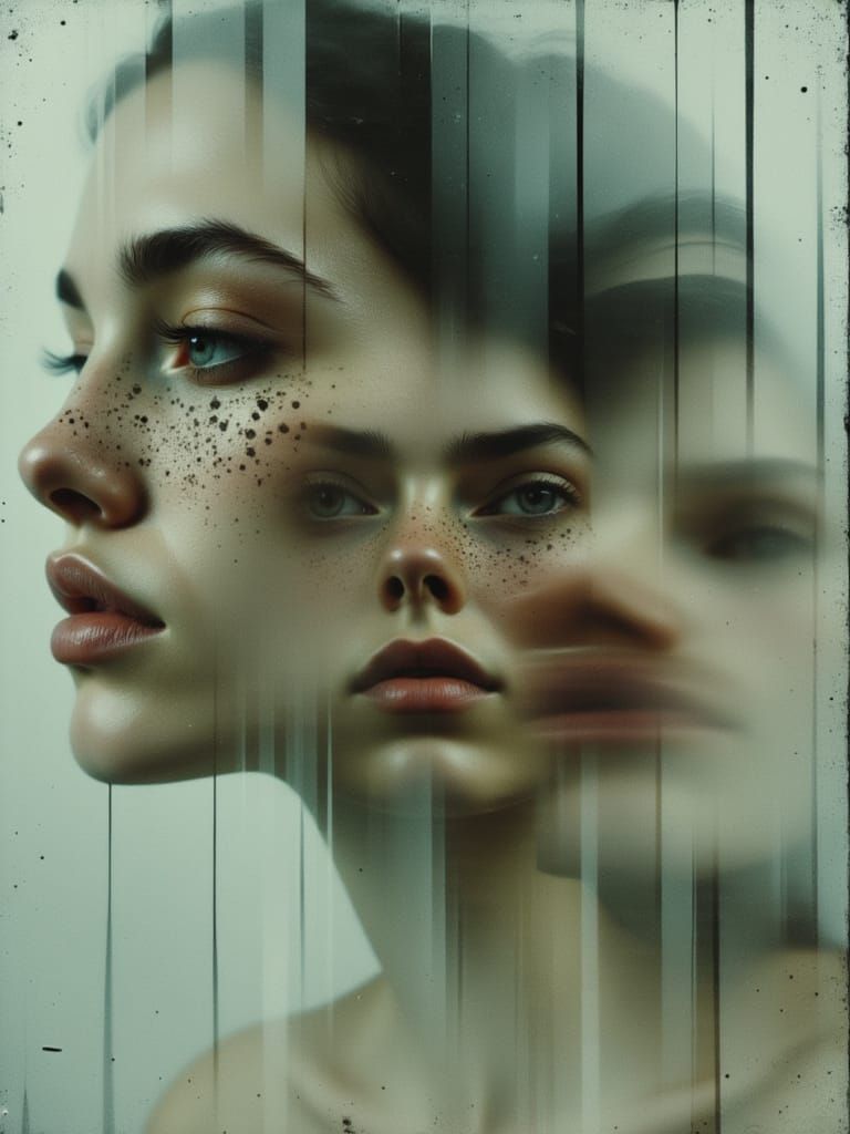 Fragmented Portrait in Dreamlike Atmosphere