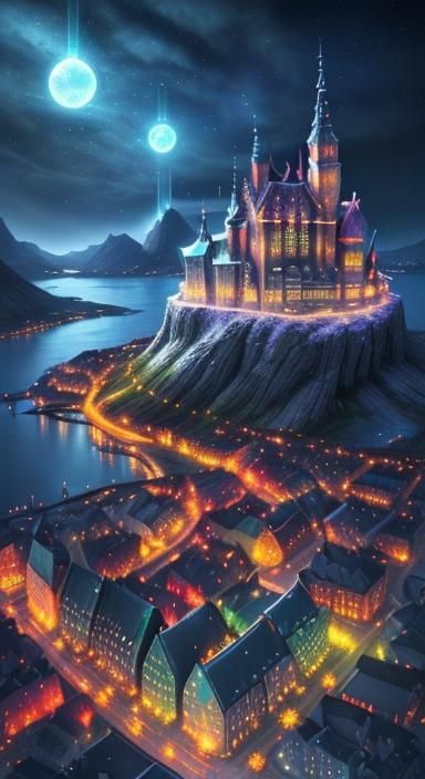 A fantasy utopian city  breath taking view beautiful multi c...