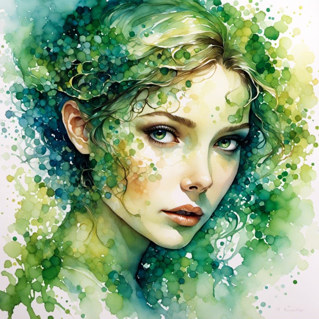 Verdant Pixie Princess as Detective Watercolor