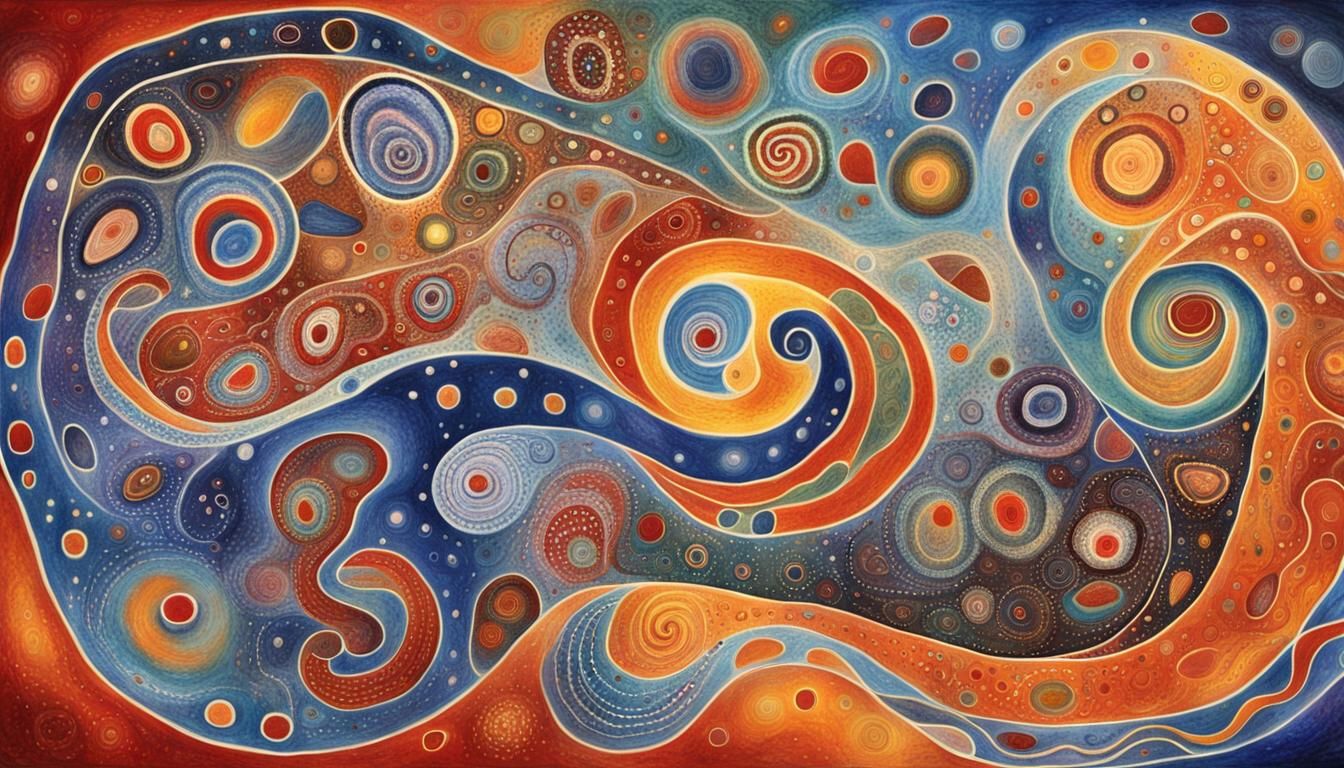 Psychedelic Aboriginal Rock Art with Fractal Waves
