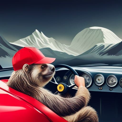 Sloth Driving a Ferrari
