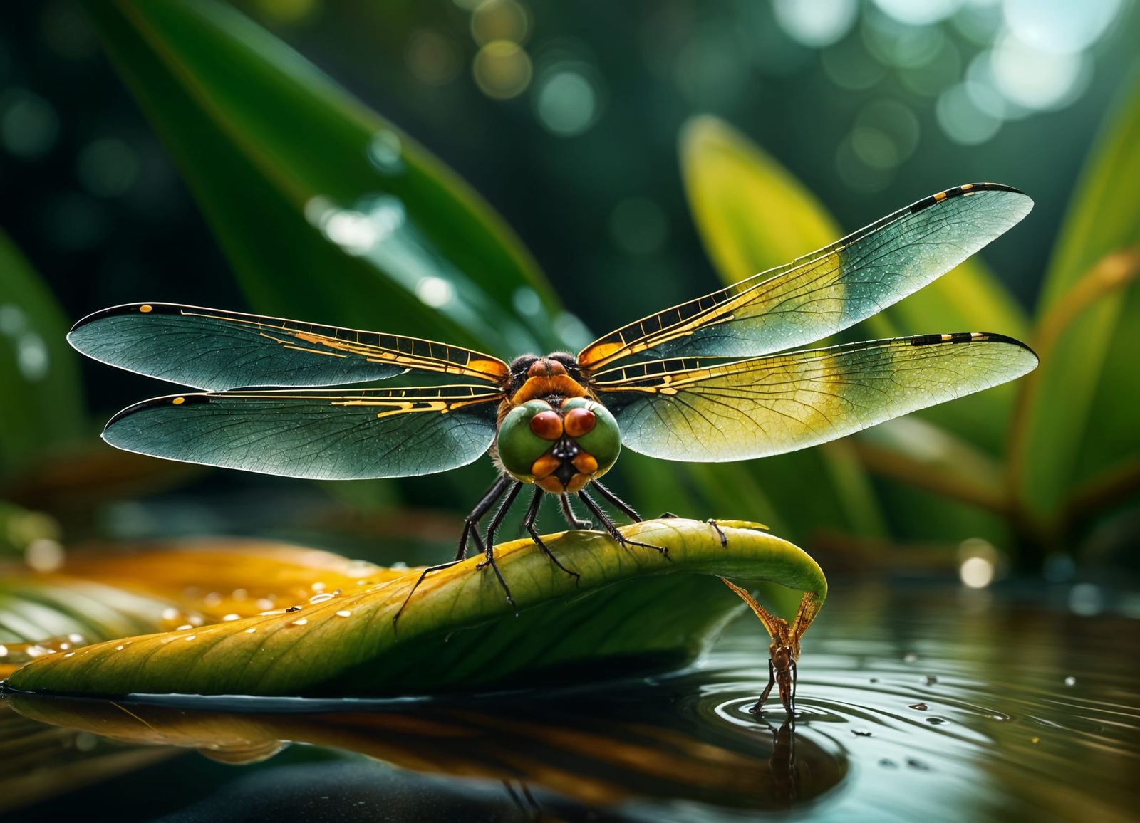 Dragonfly Drinking: A Photorealistic National Geographic Mas...