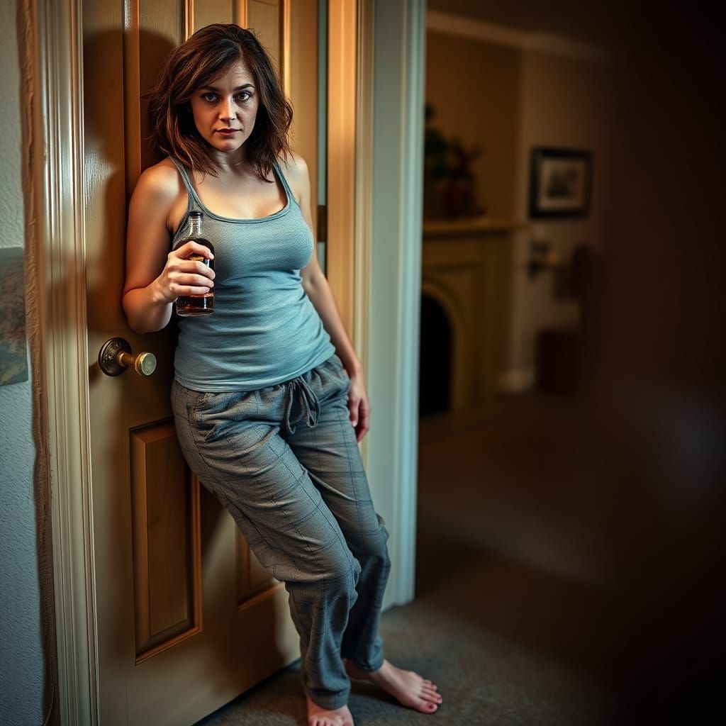 Turbulent Portrait of a 35-Year-Old Caucasian Woman