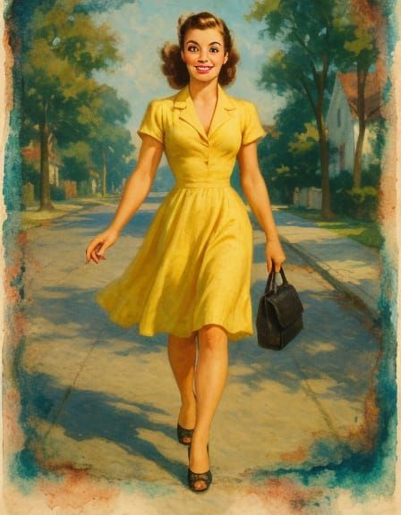 Glamorous Pin-Up with Polaroid Texture Effects