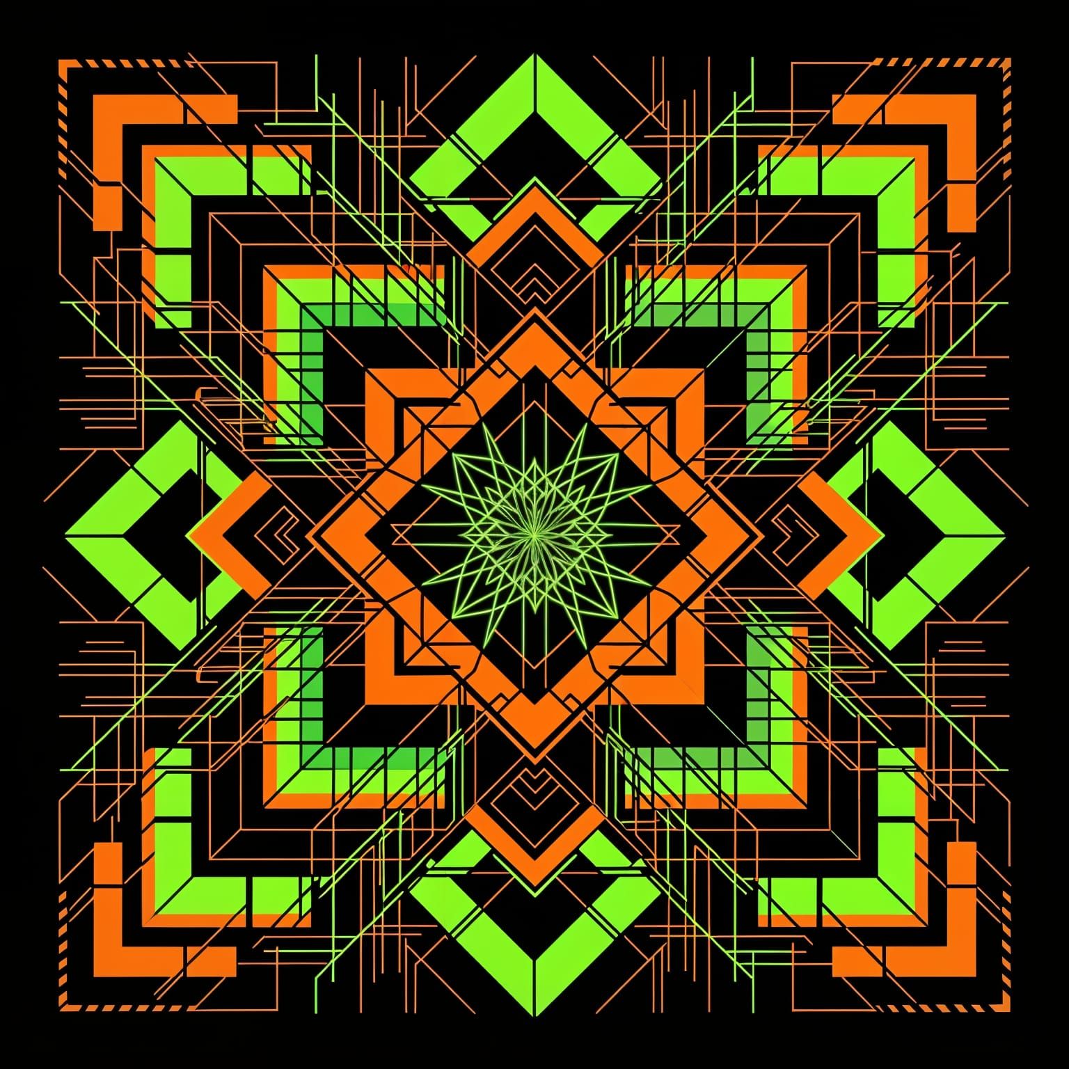 Neon Geometrical Abstract with Fine Details