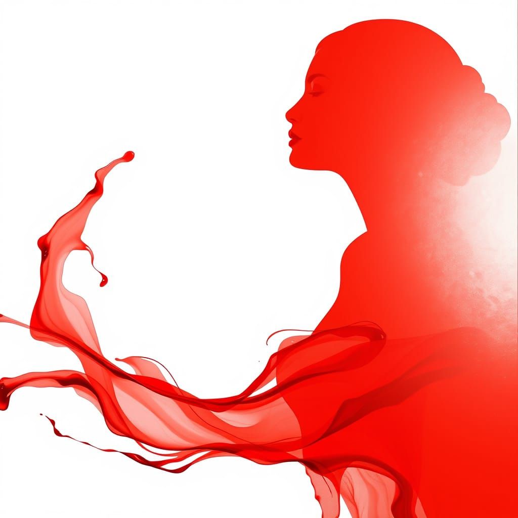Abstract Red Silhouette Art in Expressive Brushstrokes