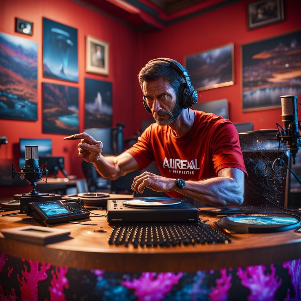 Young Radio Presenter On Air: Detailed Matte Painting