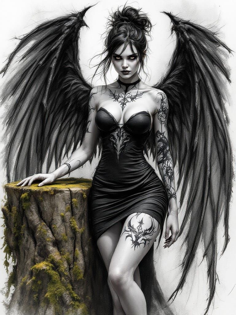 Expressive Fae Woman in Swift Graphite Study