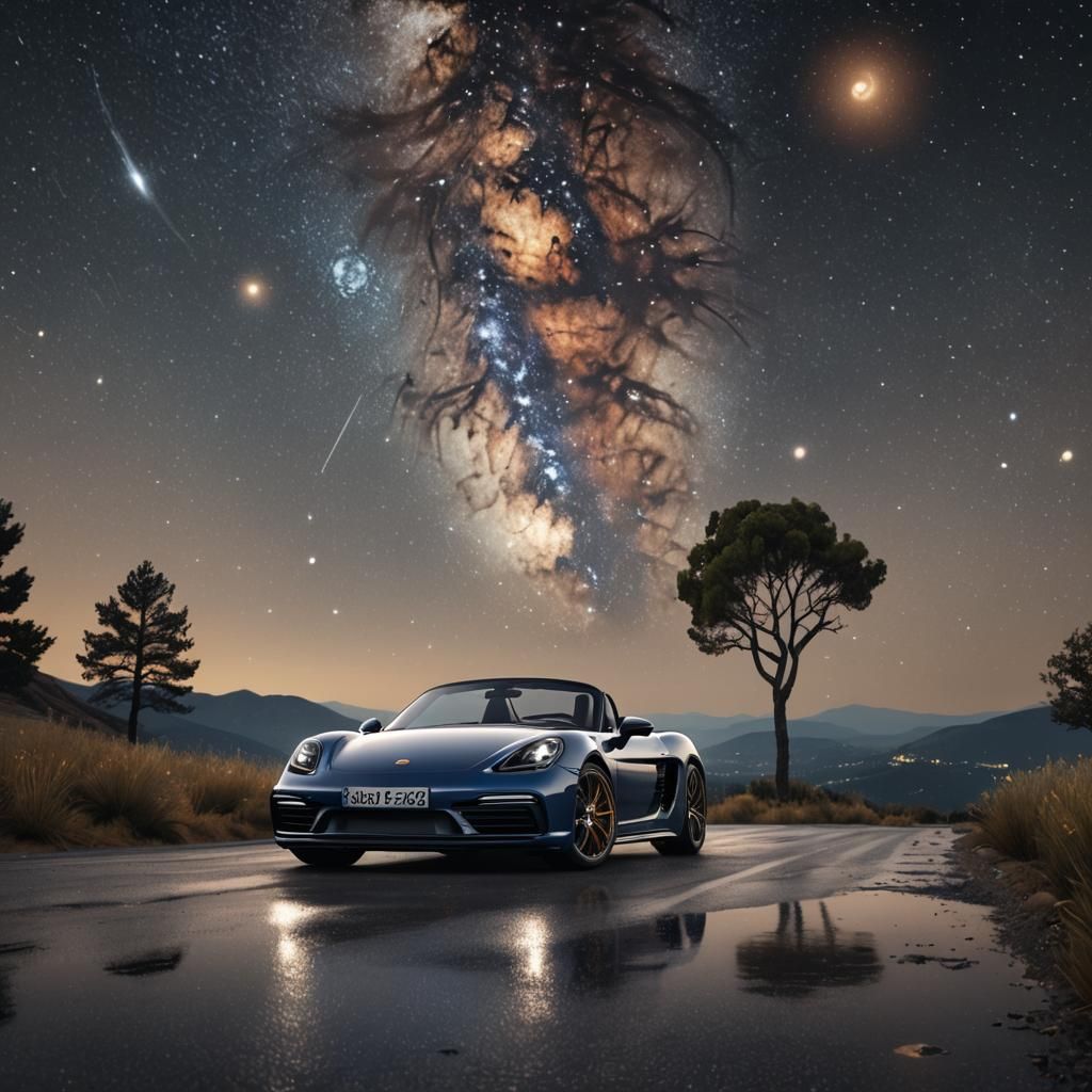 Porsche 718 Boxster GTS in Starry Night Style