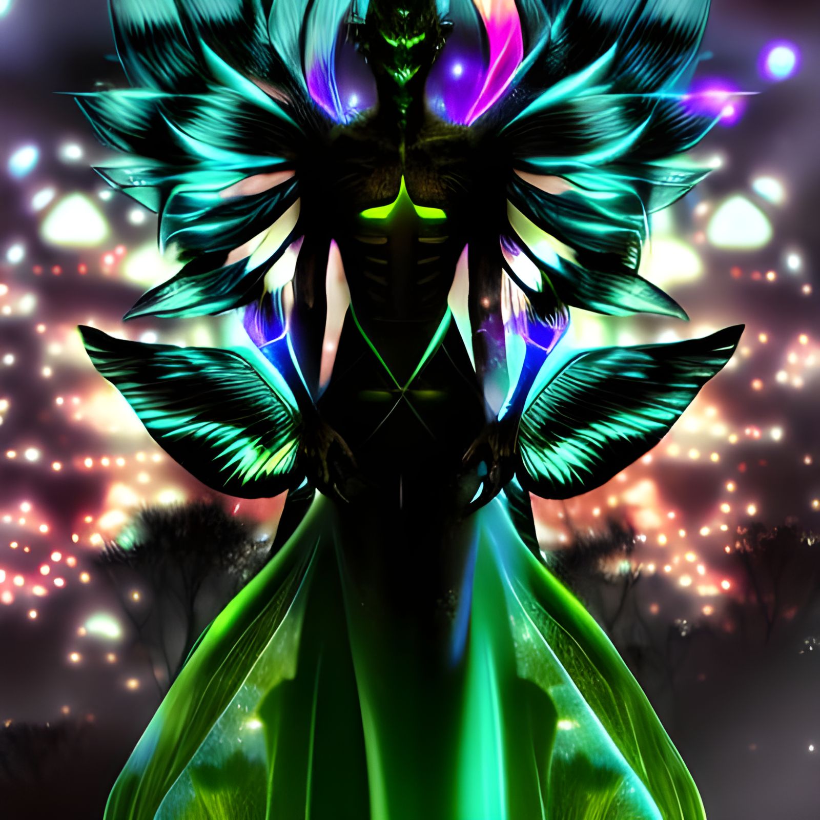 Bioluminescent Alien in Haute Couture Gown
