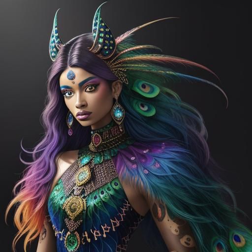 Woman with Dragon Scales in Astral Illustration Style