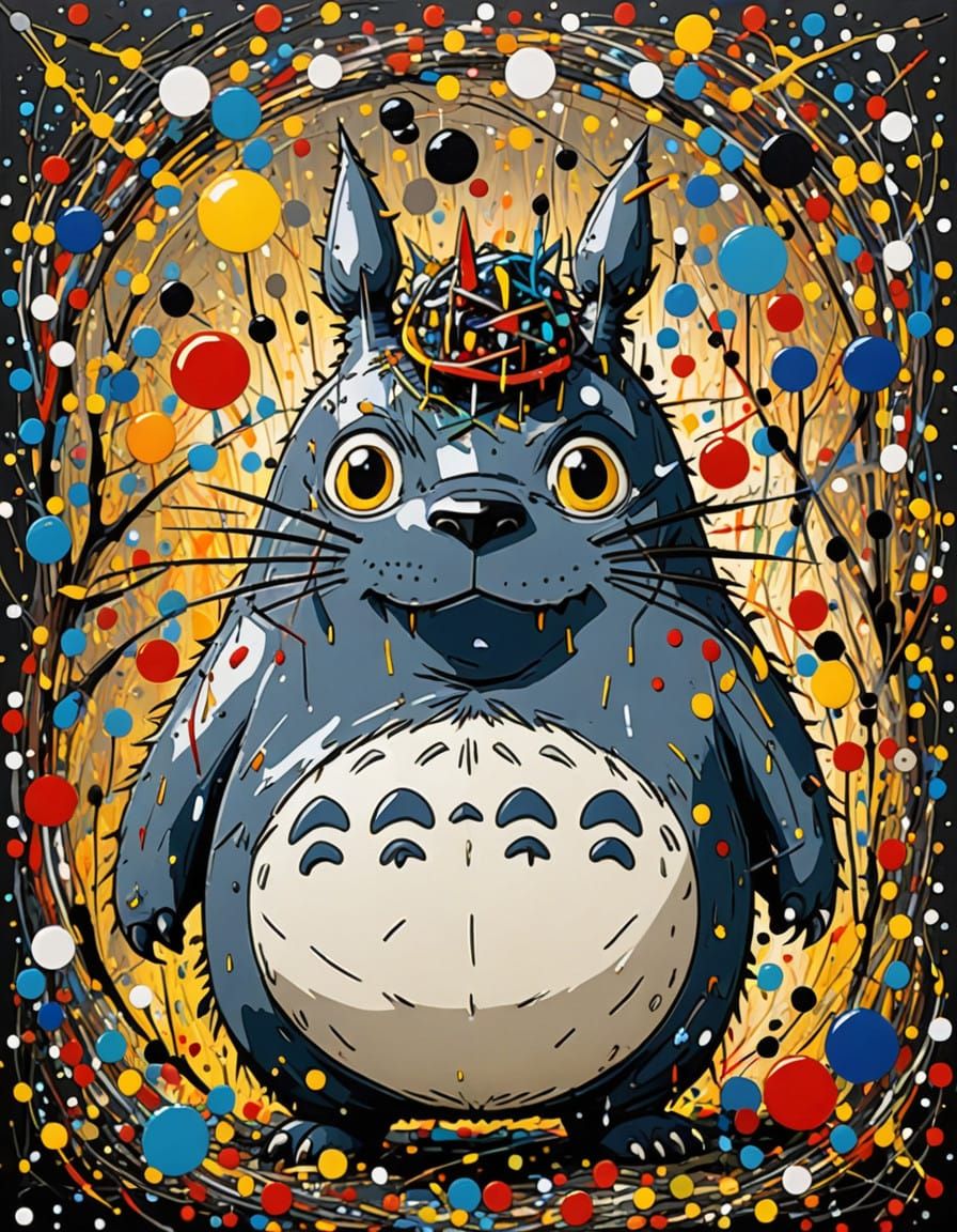 Totoro in Jackson Pollock's Dazzling Splatter Technique
