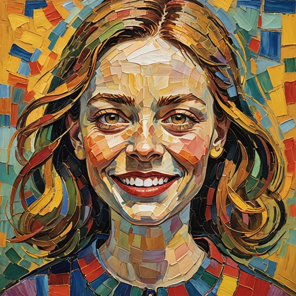 Smiling Girl Portrait in Fauvist Style