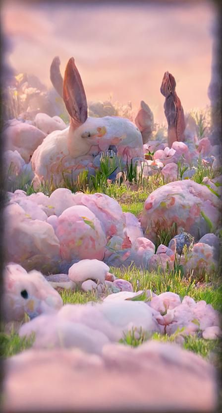 Pastel Meadow Dreamscape with Infinite Fluffy Bunnies