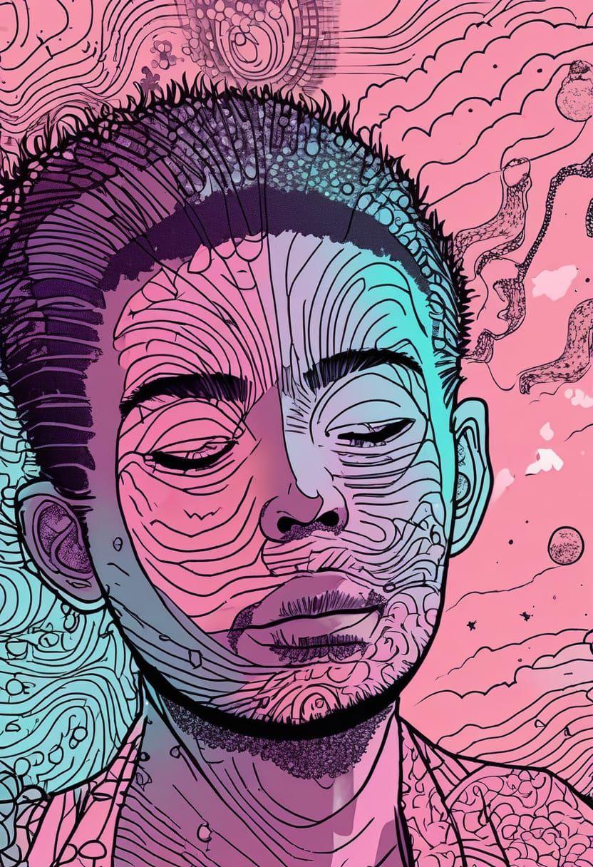 Whimsical Girl in Dreamlike Cloudscape as 2D Animated Art