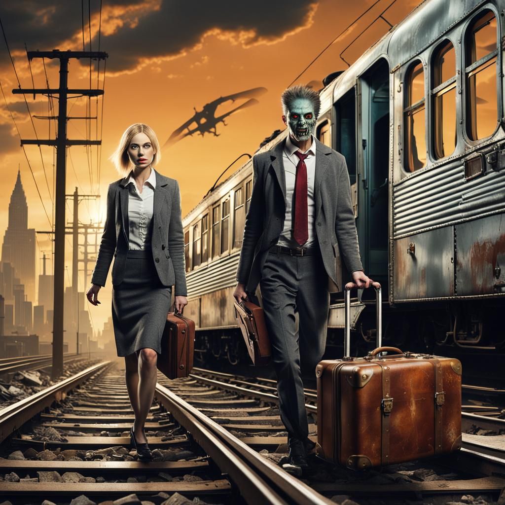 Post-Apocalyptic New York Businesswoman on Train