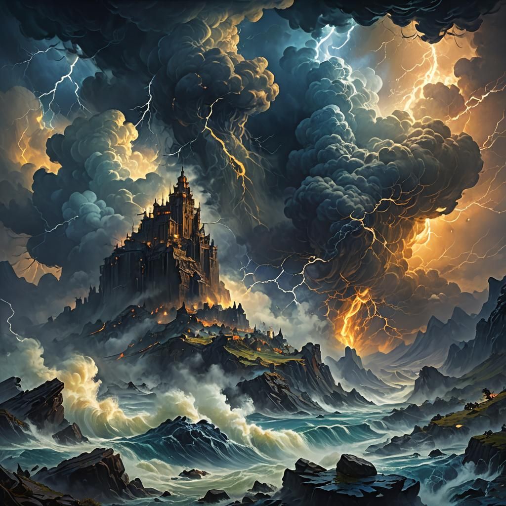 Mystical Storm Rages in a Fantasy Landscape