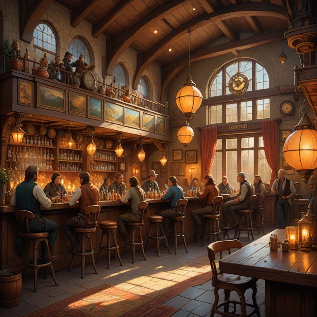 Enchanting Fantasy Saloon with Patrons from Across Time and ...