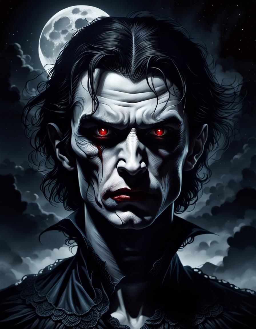 Menacing Vampire Portrait with Double Exposure Effect