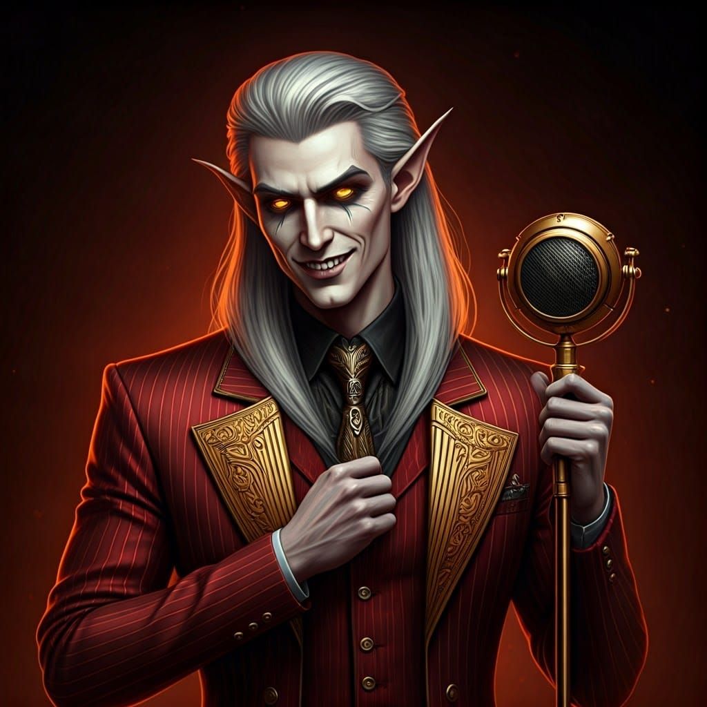 High Elf Showman in Crypto-Gothic Art Deco Style