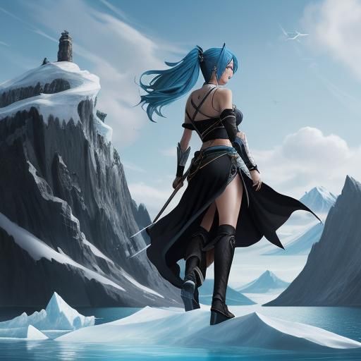 Anime Robin Hood on Iceberg in 8K