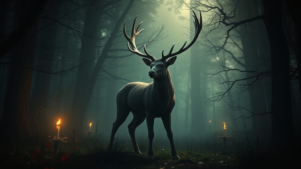 Mystical Deer in Dramatic Lighting