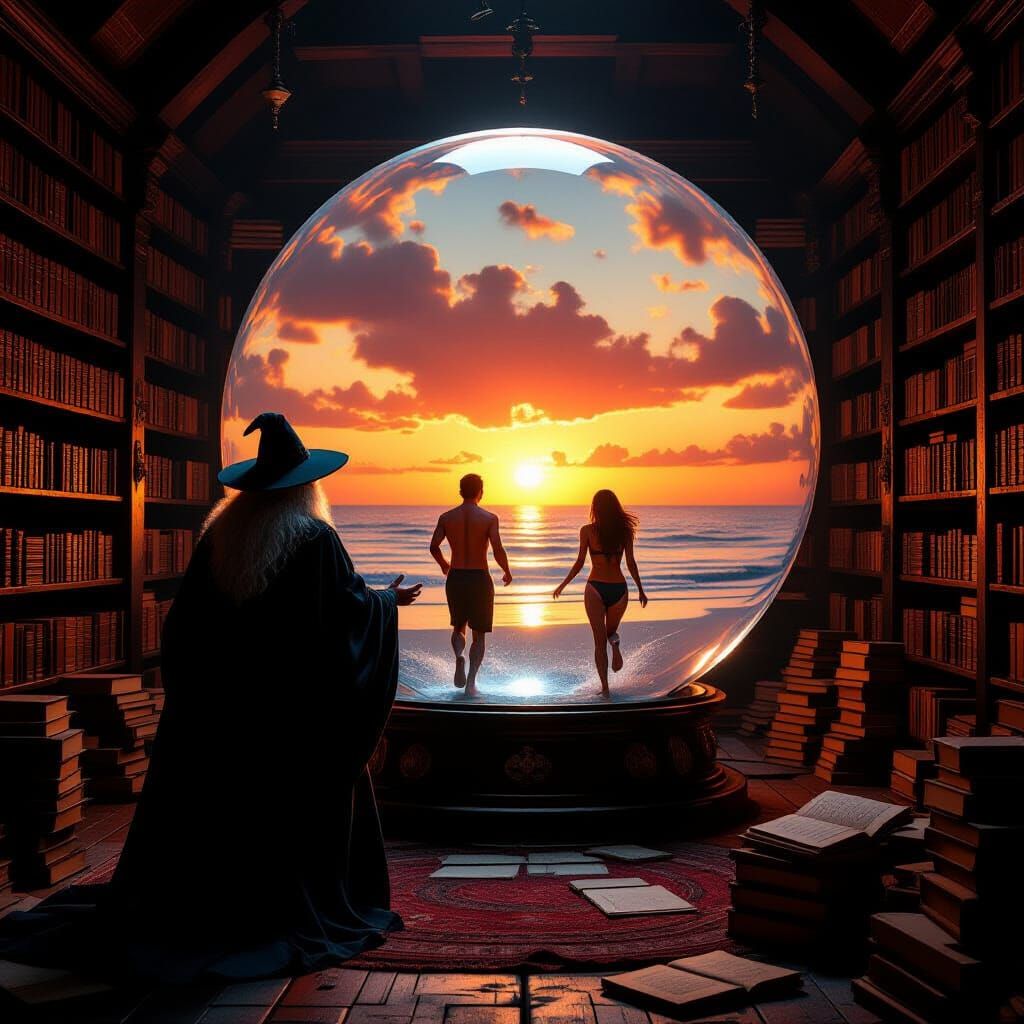 Wizard's Crystal Ball: Exotic Beach Sunset