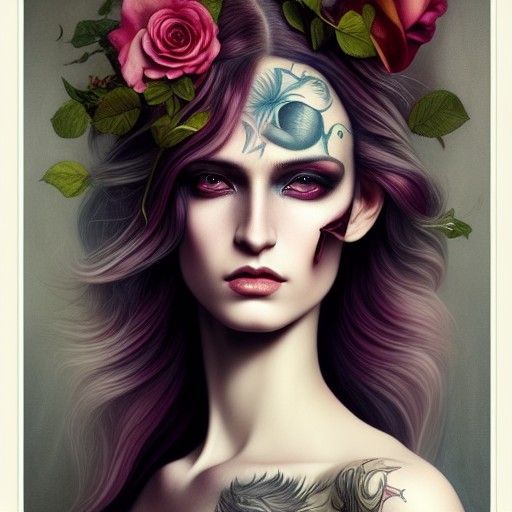 Androgynous God Portrait in Maximalist Style
