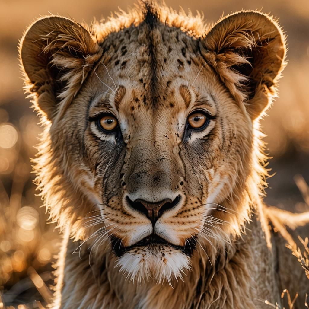 Majestic Lion Cub Portrait in Golden Light