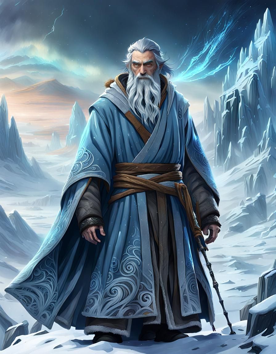 Jedi Master Overlooking Arctic Landscape in Anime Style