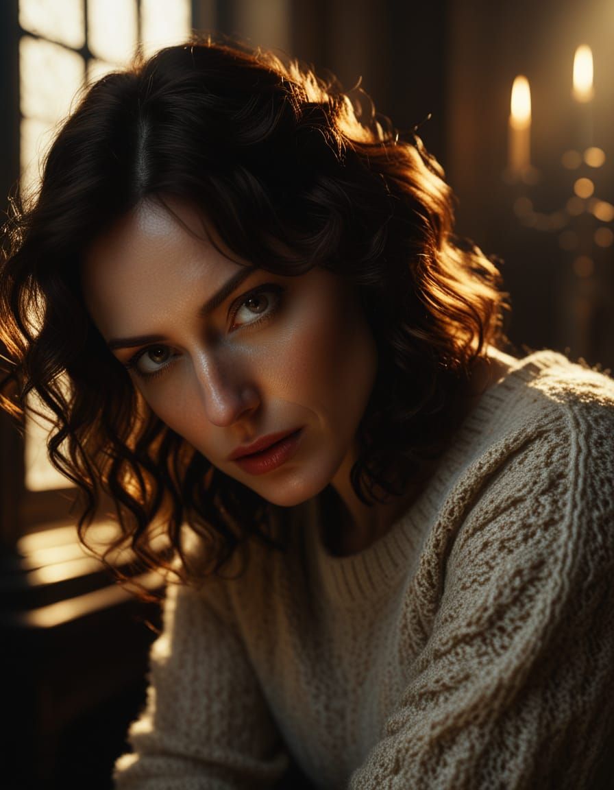 Baroque Portrait of Woman in Golden Light