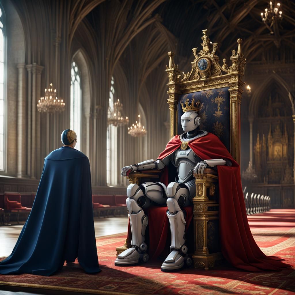 Robot King on Throne in Windsor Castle
