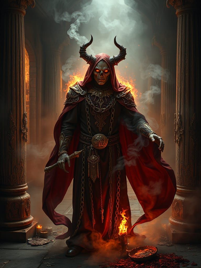 Ornate Necromancer in Temple Corridor