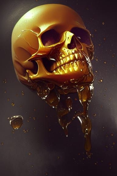Honey-Covered Skull Portrait in Hyperdetailed Digital Art