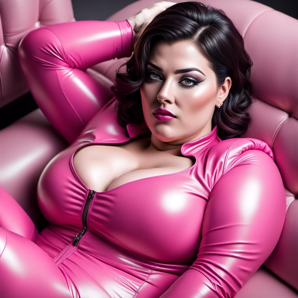 Provocative Pink Catsuit Portrait