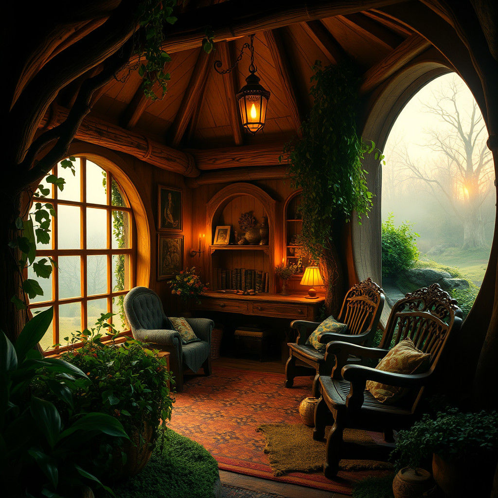 Cozy Hobbit Home Interior in Whimsical Style