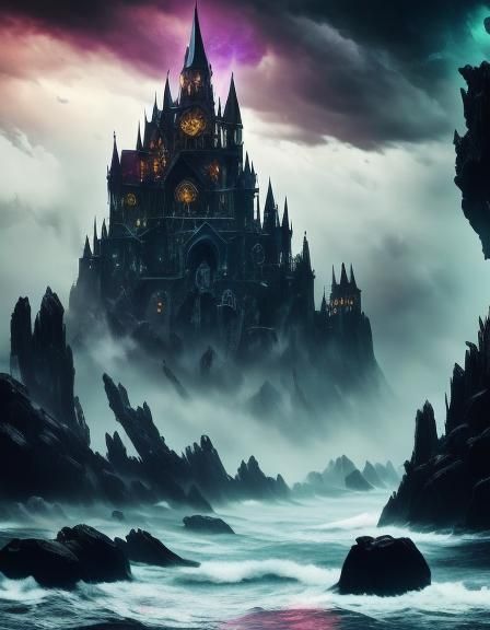 Epic Demon in Stormy Sea, Dark Fantasy Concept Art