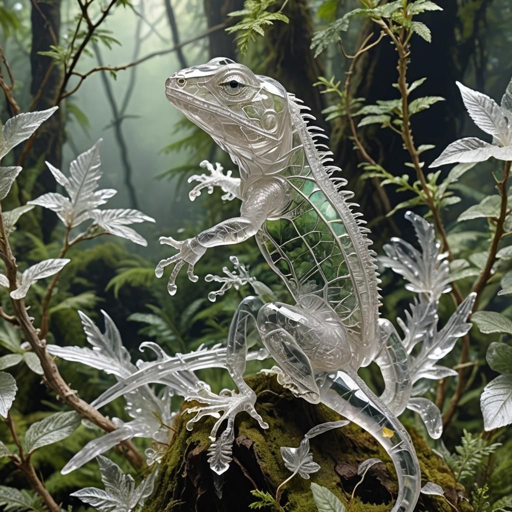 Crystal Lizard in Ethereal Forest Fantasy