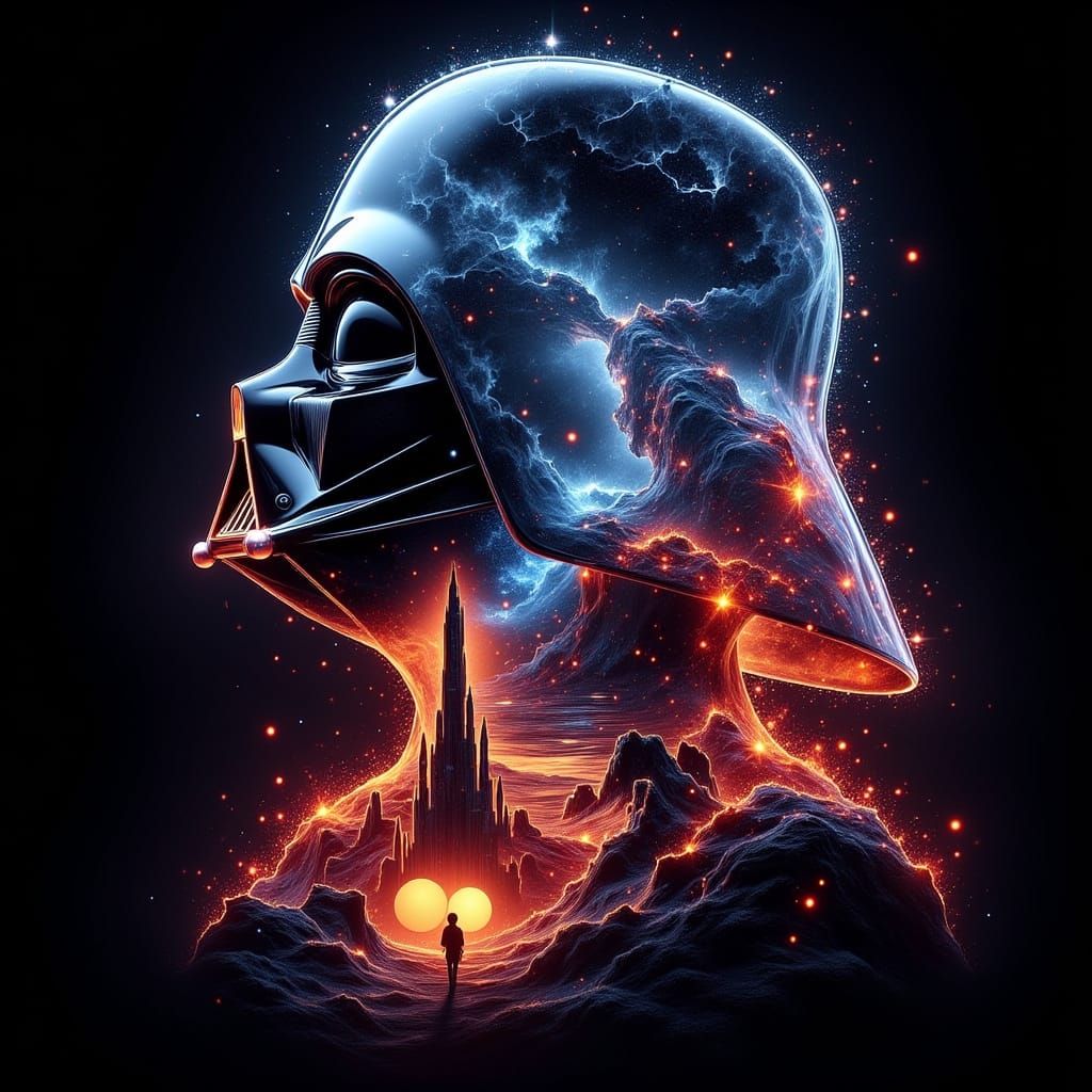 Darth Vader Helmet Filled with Cosmic Visions
