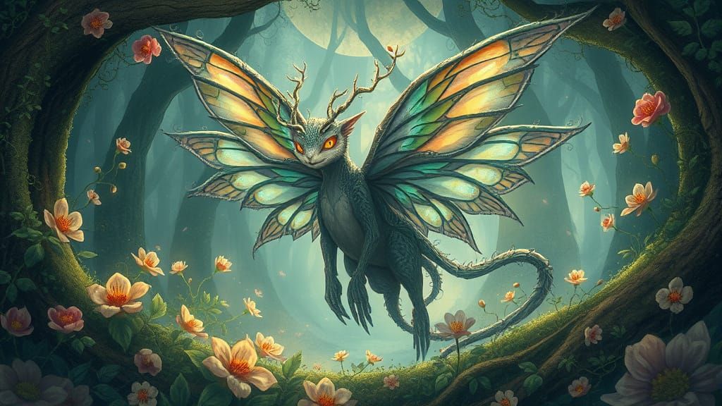 Mystical Creature Emerges from Enchanted Forest